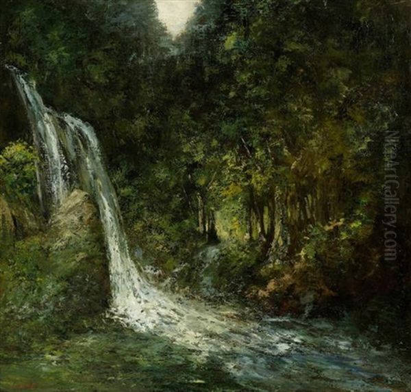 Le Saut-du-doubs (collab. W/studio) Oil Painting by Gustave Courbet