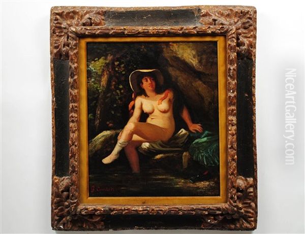 Nude In The Forest by Gustave Courbet