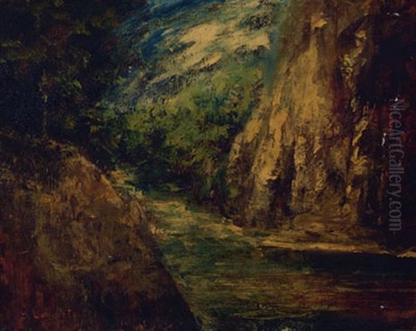 Wooded Landscape Oil Painting by Gustave Courbet