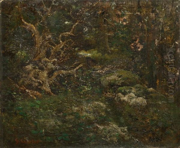 Le Sous-bois (collab. W/workshop) Oil Painting by Gustave Courbet