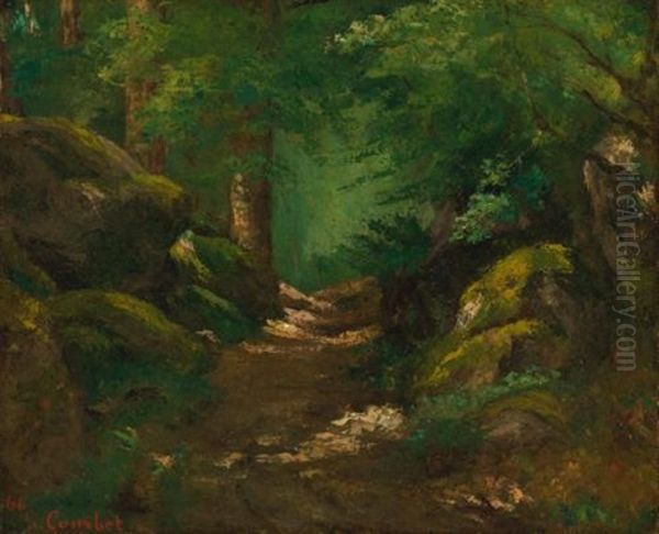 A Forest Glade Oil Painting by Gustave Courbet