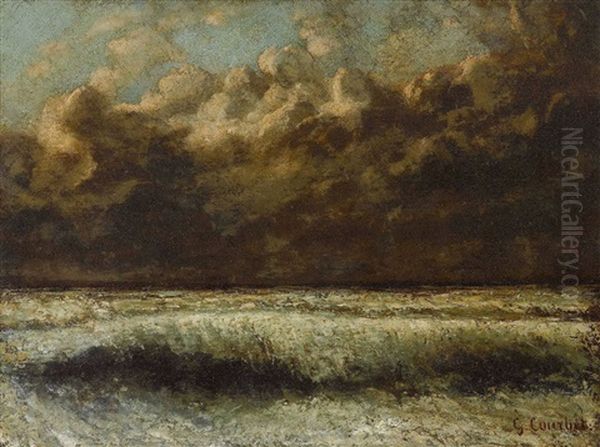 Vor Dem Gewitter - Die Welle Oil Painting by Gustave Courbet