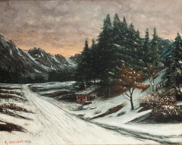 Paysage Hivernal (collab. W/studio) Oil Painting by Gustave Courbet