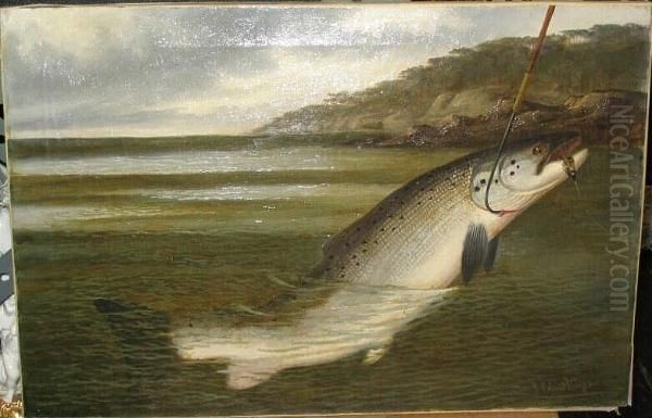 Salmon Fishing - The Gaff Oil Painting by Roland Anheisser