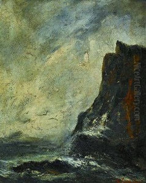 Sturmische Felsenkuste Oil Painting by Gustave Courbet