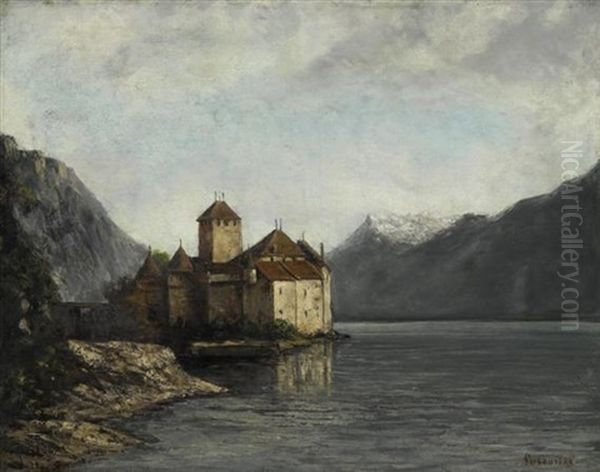 Chateau De Chillon (collab. W/workshop) Oil Painting by Gustave Courbet