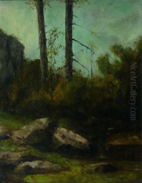 Paysage De Sous Bois Presume A La Garenne De Bussac En Saintonge Oil Painting by Gustave Courbet