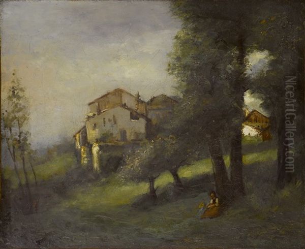 L'hameau Oil Painting by Gustave Courbet