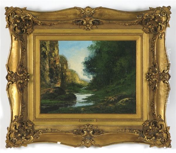 Les Roches Dans Le Foret Oil Painting by Gustave Courbet