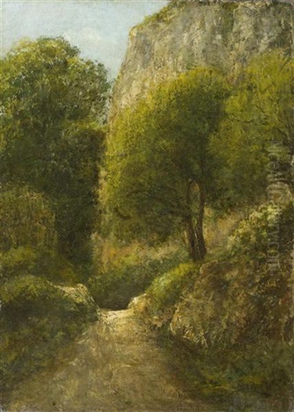 Waldlandschaft (collab. W/studio) Oil Painting by Gustave Courbet