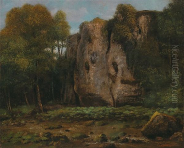 Und /and Studio Felsenlandschaft Im Herbstlichen Licht Oil Painting by Gustave Courbet