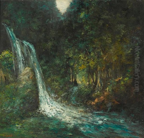 Le Saut-du-doubs (collab. W/his Atelier) Oil Painting by Gustave Courbet