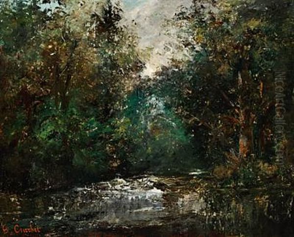 A Forest Scene Oil Painting by Gustave Courbet