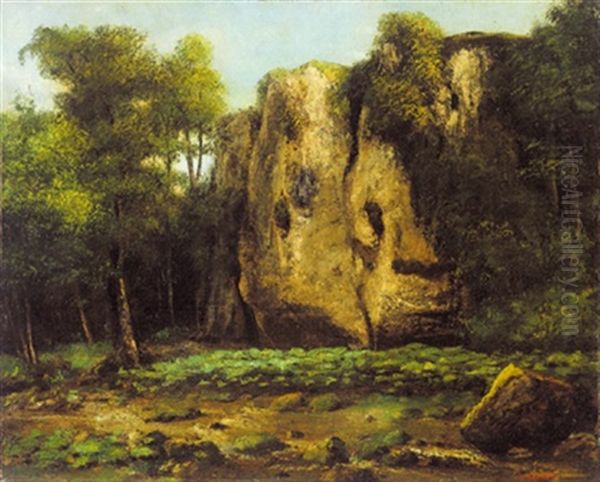 Felsenschlucht Mit Baumen Oil Painting by Gustave Courbet