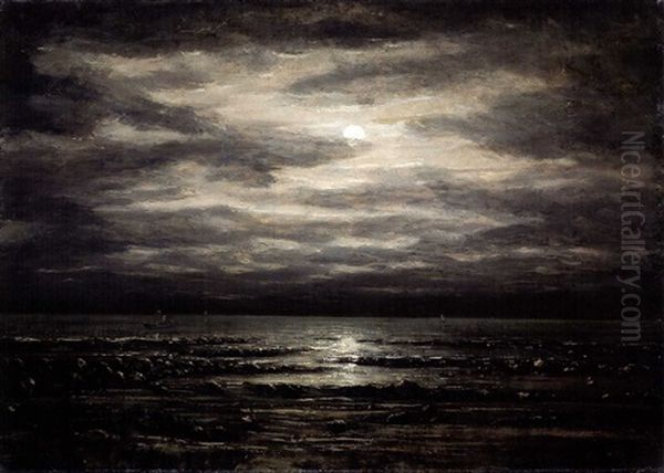 Le Leman Au Crepuscule Devant Bon-port Oil Painting by Gustave Courbet