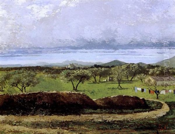 The Orchard Oil Painting by Gustave Courbet