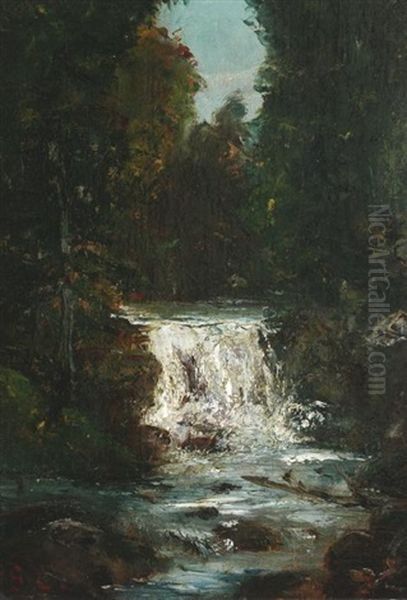 Wasserfall Im Walde Oil Painting by Gustave Courbet