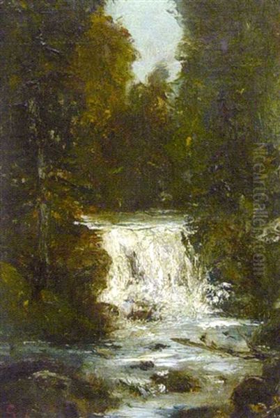 Chute D'eau En Foret Oil Painting by Gustave Courbet