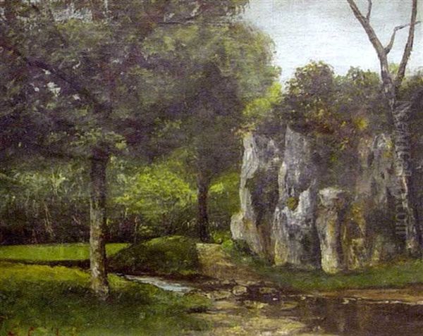 Bord De Riviere Dans Le Jura Francais Oil Painting by Gustave Courbet