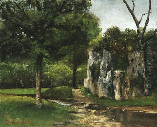 Bord De Riviere Oil Painting by Gustave Courbet