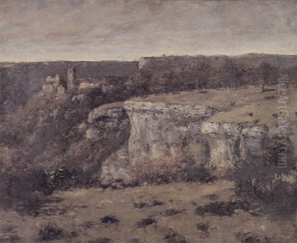 Chateau De Fcey En Varay Et Les Falaises A Ornans Oil Painting by Gustave Courbet