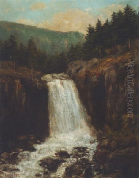 Wasserfall Oil Painting by Gustave Courbet