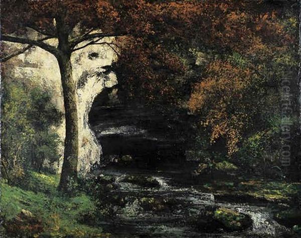 Source De Lison Pres De Nans Oil Painting by Gustave Courbet