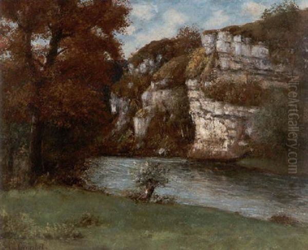 Felsige Fluslandschaft Oil Painting by Gustave Courbet