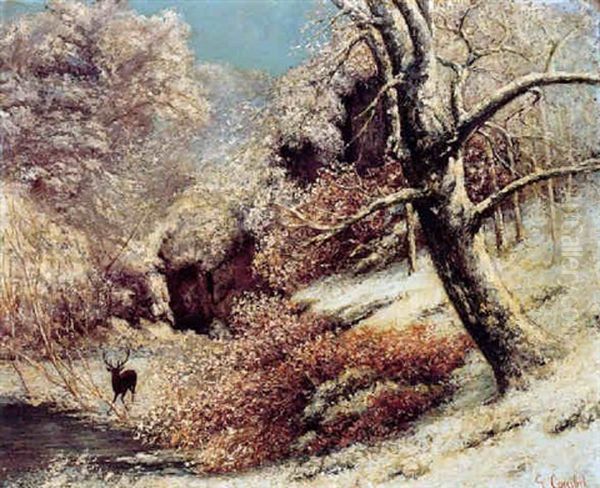 Paysage D'hiver Ou La Gorge Aux Loups, Foret De Fontainebleau Oil Painting by Gustave Courbet