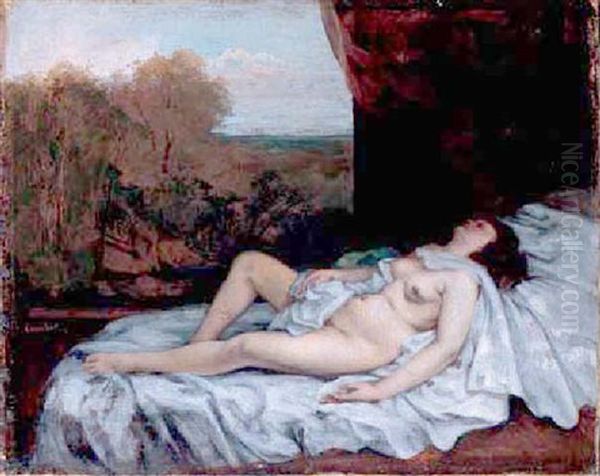 Femme Nue Couchee (le Reve) Oil Painting by Gustave Courbet