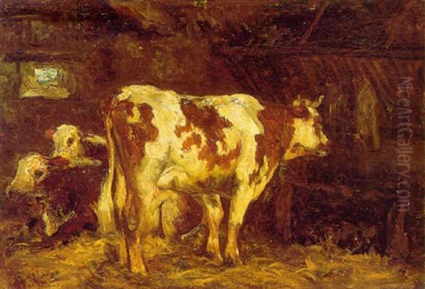 Vaches A L'etable Oil Painting by Gustave Courbet