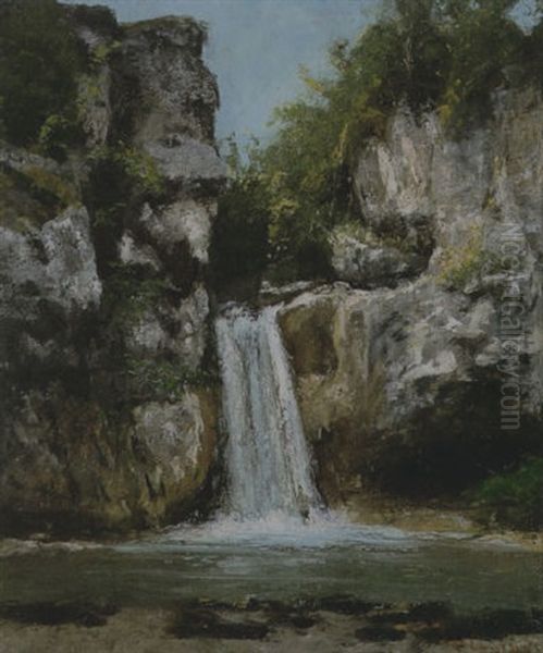 The Waterfall Oil Painting by Gustave Courbet