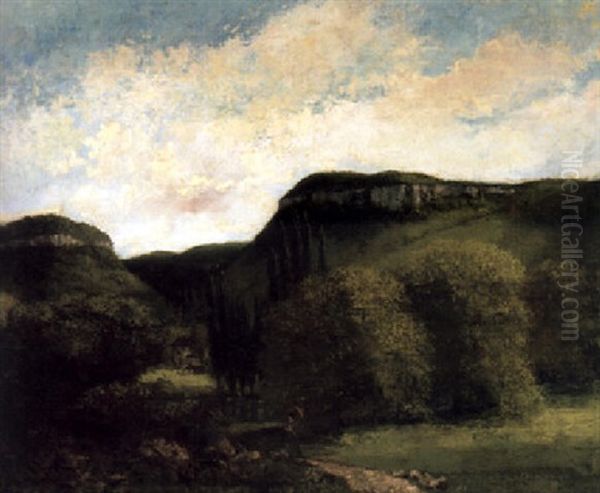 Vallee De La Loue, Pres D'ornans Oil Painting by Gustave Courbet