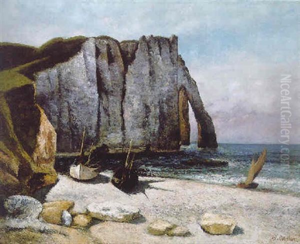 Falaise D'etretat, La Porte D'avale Oil Painting by Gustave Courbet