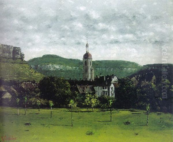 Vue D'ornans Et De Son Clocher Oil Painting by Gustave Courbet