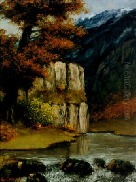 Landscape Near Ornans Oil Painting by Gustave Courbet