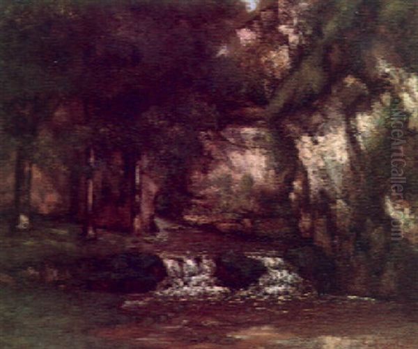 Rocks In The Forest Oil Painting by Gustave Courbet