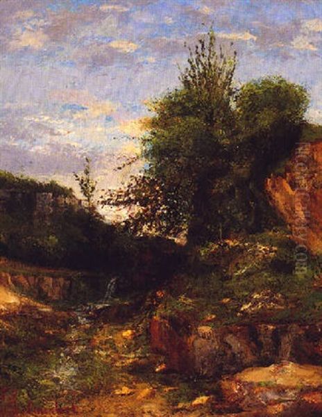 Un Paysage Jurassien Oil Painting by Gustave Courbet