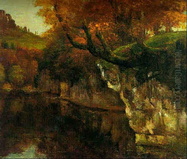 La Loue A Scey-en-varais Oil Painting by Gustave Courbet