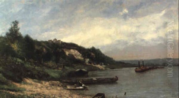 Les Environs De Creteil Oil Painting by Gustave Courbet