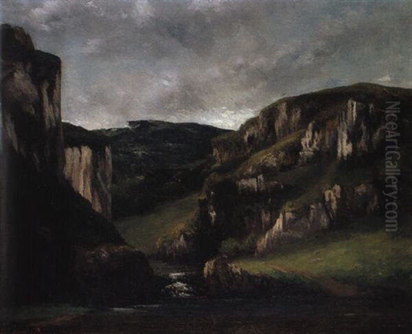 Falaises Pres D'ornans Oil Painting by Gustave Courbet