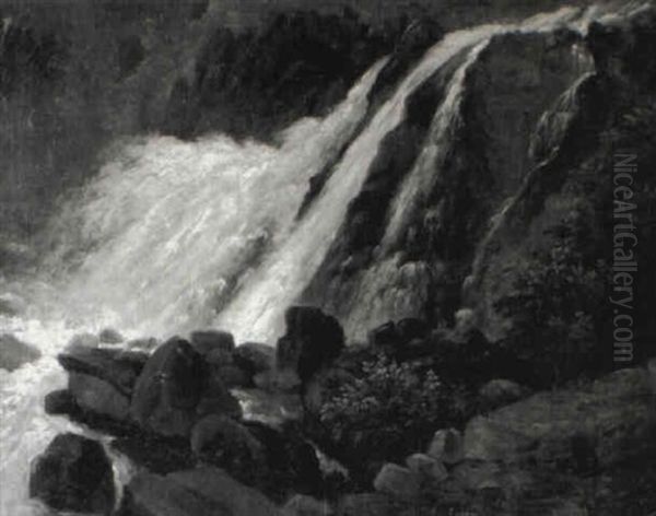 Wasserfall Oil Painting by Gustave Courbet