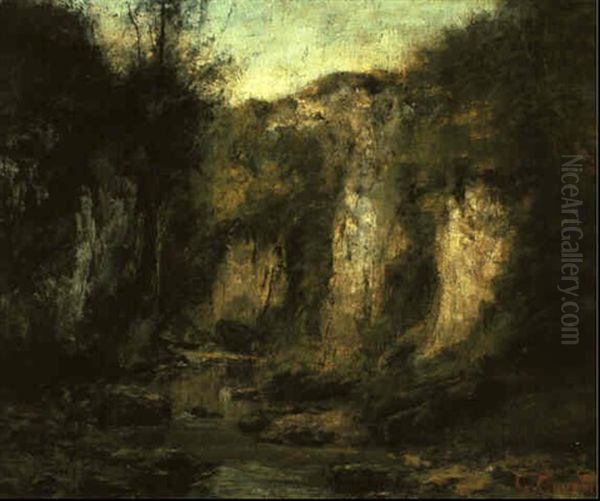 Landschaft Mit Steilfelsen Oil Painting by Gustave Courbet