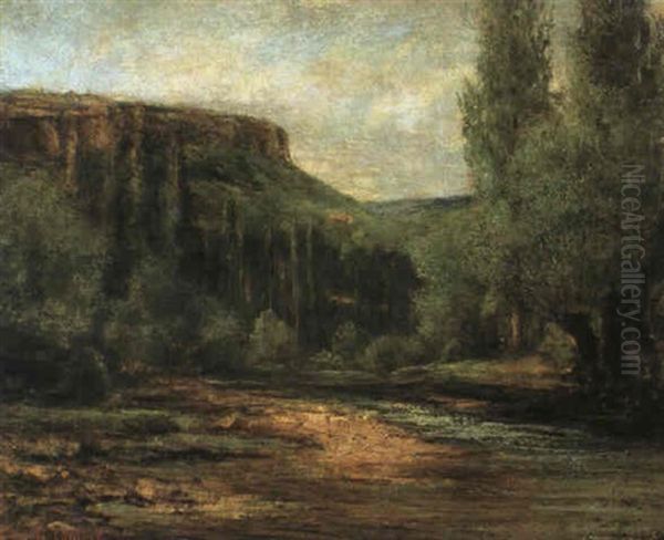 Bewaldetes Flusstal Im Franzosischen Jura Oil Painting by Gustave Courbet