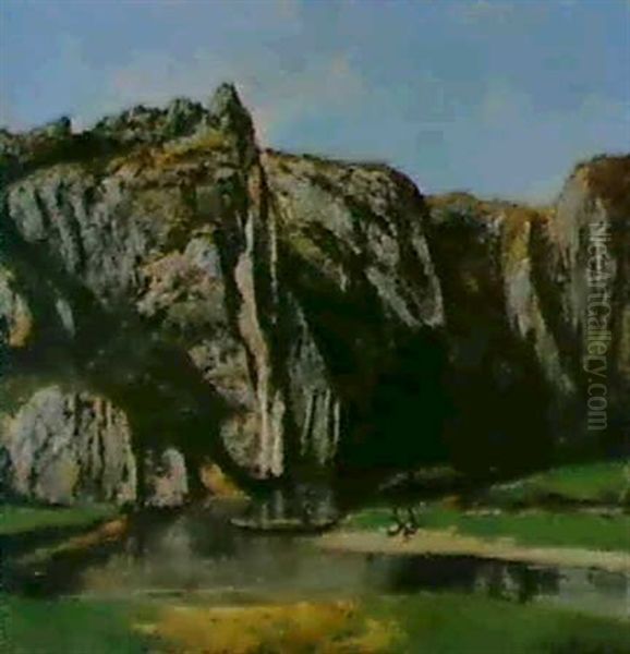 Felsenlandschasft Mit Flusslauf Oil Painting by Gustave Courbet