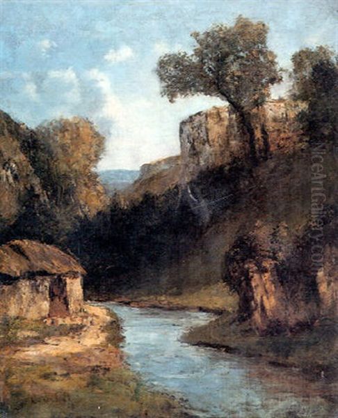 A Mountainous Stream Oil Painting by Gustave Courbet