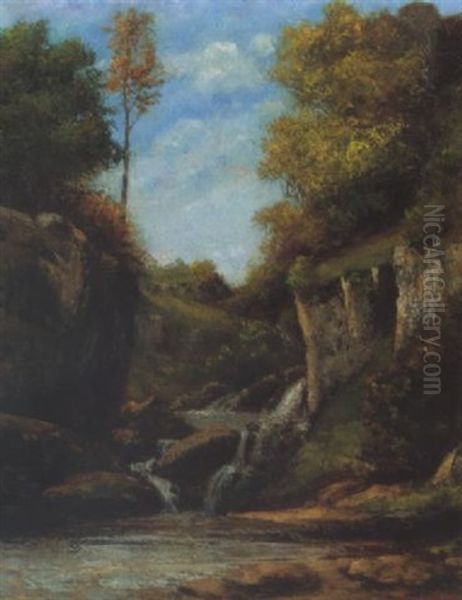 Ruisseau Dans Les Rochers Oil Painting by Gustave Courbet