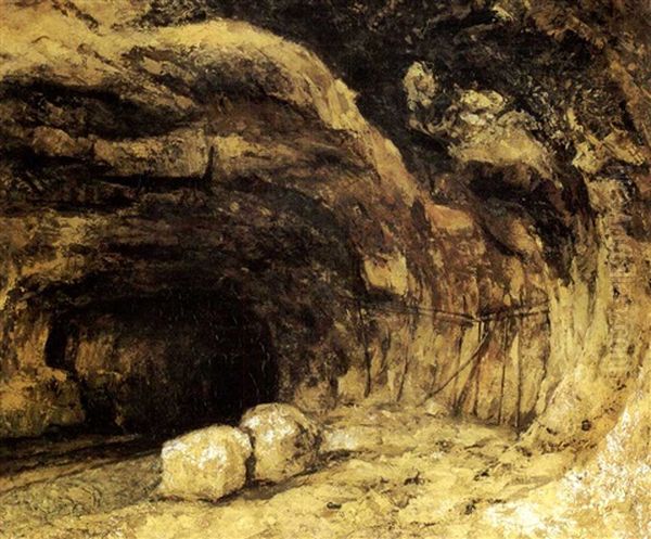 La Grotte De La Loue Avec Rochers Oil Painting by Gustave Courbet