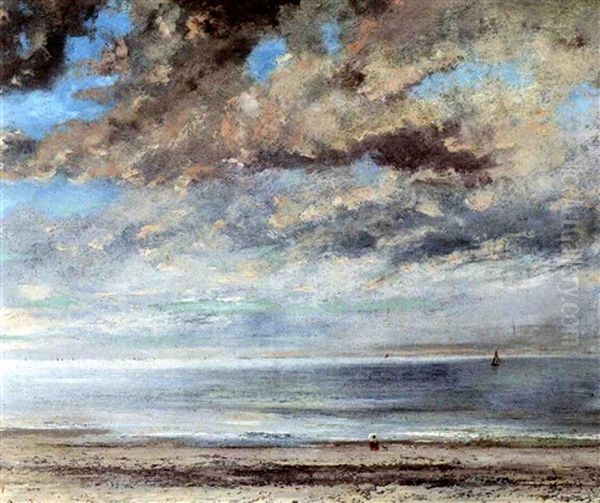 La Plage, Soleil Couchant Oil Painting by Gustave Courbet