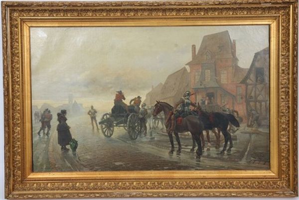 Scene De Rue Du Xixeme Siecle Oil Painting by Eugene Courboin